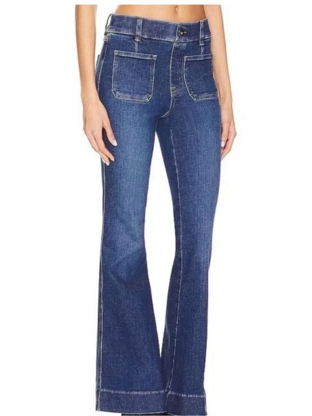 Spanx SPANXshape EveryWear Flare Jeans With Patch Pockets Denim 20850R Size M - Picture 2 of 7